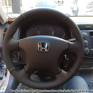 Honda Vtec2 Araca Özel Direksiyon Kılıfı Direksiyon Uyumlu (Noktalı Düz Siyah)