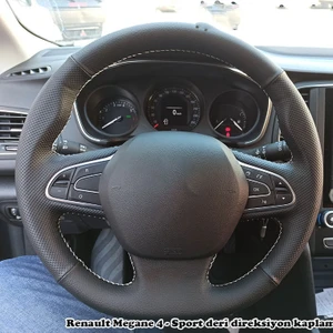 Megane 4 Araca Özel Direksiyon Kılıfı NOKTA DÜZ KREM İP 