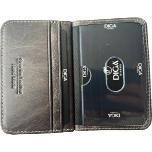 Diga Kredi Kartlık Cüzdan Gerçek Deri Kartvizit Kadın Erkek Kartlık 10 Bölmeli Cüzdan Antrasit