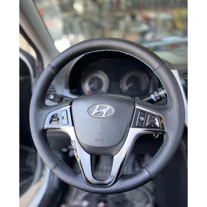 Hyundai Accent Blue Araca Uyumlu Direksiyon Kılıfı (Noktalı Karbon)