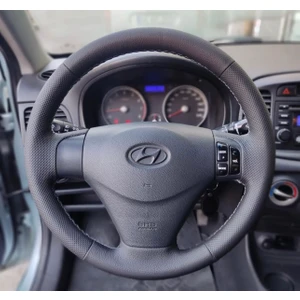 Hyundai Accent Era Araca Özel Direksiyon Kılıfı (Noktalı Düz Gri Dikişli)
