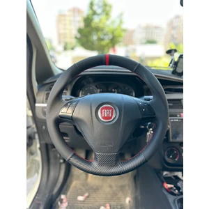 Fiat Linea Punto (Noktalı Karbon Kırmızı Yüzüklü ) Araca Özel Direksiyon