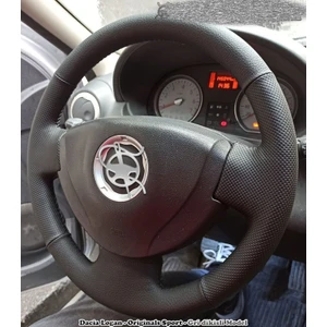 Dacia Logan Araca Özel Deri Direksiyon Kılıfı NOKTA DÜZ SİYAH
