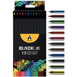 Blackline 12 Li Kuru Boya Kalemi Karton Kutu 1 Paket 12 Renk Kuruboya Tam Boy Renkli Kalem