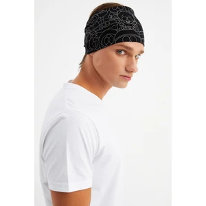 Siyah-Melanj Erkek Pamuklu Penye, Kaymaz, Ultra Hafif, Spor Geniş Saç Bandı Bandana Buff