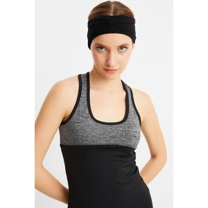 Siyah  Kadın Çift Taraflı Kullanım Alternatifli, Pamuklu Penye, Kaymaz, Hafif, Spor Saç Bandı Bandana