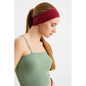 Bordo Kadın Pamuklu Penye, Kaymaz, Terletmez, Ultra Hafif, Spor Saç Bandı Bandana