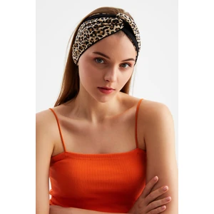 Leopar-Siyah  Kadın Trend Style Pamuklu Penye, Kaymaz, Yumuşak, Esnek, Saç Bandı Bandana