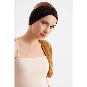 Siyah-Kırmızı Kadın Çift Taraflı Kullanım Alternatifli, Pamuklu Penye, Kaymaz, Hafif, Spor Saç Bandı Bandana