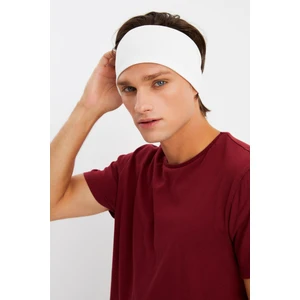 Beyaz Erkek Pamuklu Penye, Kaymaz, Ultra Hafif, Spor Geniş Saç Bandı Bandana Buff