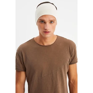 Bej Erkek Pamuklu Penye, Kaymaz, Ultra Hafif, Spor Geniş Saç Bandı Bandana Buff