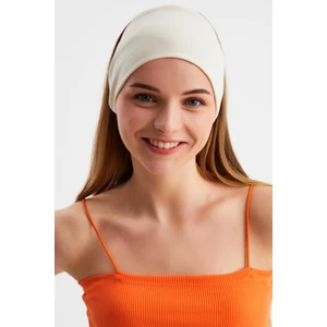 Bej  Kadın Çift Taraflı Kullanım Alternatifli, Pamuklu Penye, Kaymaz, Hafif, Spor Saç Bandı Bandana