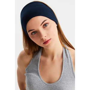 Lacivert Erkek Pamuklu Penye, Kaymaz, Ultra Hafif, Spor Geniş Saç Bandı Bandana Buff