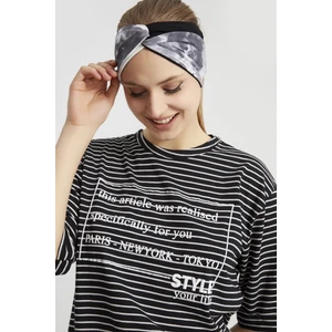 Batik  Siyah Beyaz, Butik Kadın Bandana Saç Bandı, Ekstra Yumuşak,  Esnek, Doğal, Pamuklu Penye