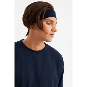 Lacivert Erkek Pamuklu Penye, Kaymaz, Terletmez, Ultra Hafif, Spor Saç Bandı Bandana
