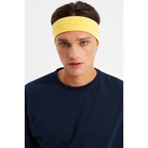Sarı Erkek Pamuklu Penye, Kaymaz, Terletmez, Ultra Hafif, Spor Saç Bandı Bandana