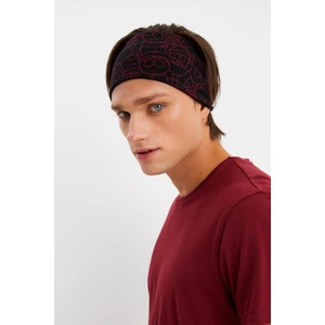 Siyah-Kırmızı Erkek Pamuklu Penye, Kaymaz, Ultra Hafif, Spor Geniş Saç Bandı Bandana Buff