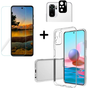 Xiaomi Poco M5S ile Uyumlu Kılıf Şeffaf Temperli Kırılmaz Cam Ekran ve Kamera Lens Koruyucu Seti