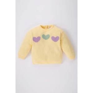 Kız Bebek Bisiklet Yaka Kalp Desenli Kazak A5671A523WN