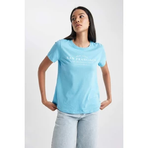 Regular Fit Bisiklet Yaka Baskılı Kısa Kollu Tişört B0236AX23HS