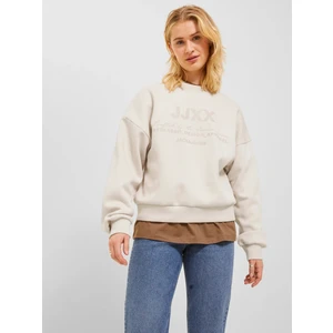 Jjxx Bisiklet Yaka Rahat Kesim Bej Kadın Sweatshirt 12250175