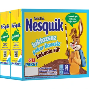 Nesquik Şekersiz Kakaolu Süt 6 x 180 ml