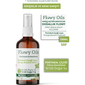 Flowy Oils Portakal Çiçeği Suyu Yaşlanma ve Akne Karşıtı Cam Şişe %100 Tam Saf Doğal Yağlı Distilasyon 100ML