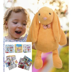 Uyku Arkadaşım Papyonlu Uzun Kulak 65 cm Peluş Tavşan ve Eğitici Eğlenceli Etkinlik Seti