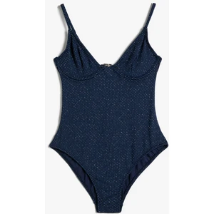 Simli Mayo Balenli Ince Askılı Dokulu