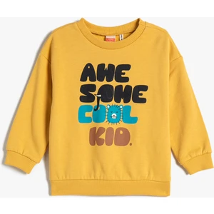 Sweatshirt Baskılı Şardonlu Uzun Kollu Bisiklet Yaka Pamuklu