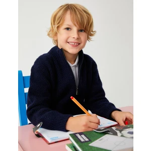 Okul Hırkası Fermuarlı Triko Dik Yaka Uzun Kollu