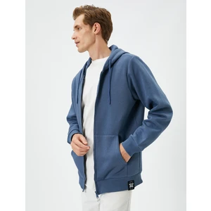 Basic Fermuarlı Sweat Kapşonlu Cep Detaylı
