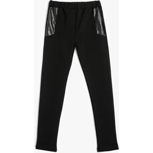 Tayt  Deri Detaylı Beli Lastikli