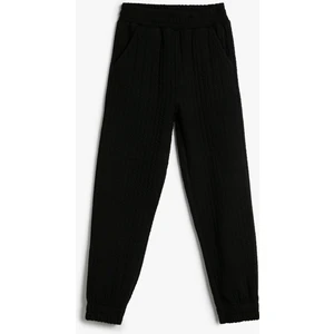 Basic Jogger Eşofman Altı Dokulu Beli Lastikli Cepli