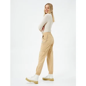 Jogger Pantolon Zincir Detaylı Cepli Beli Lastikli