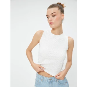 Crop Atlet Slim Fit Dokulu Kolsuz