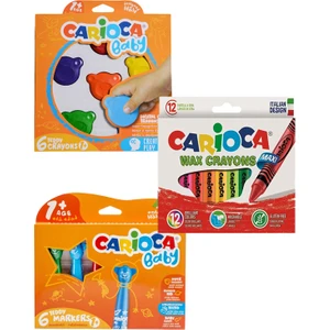 Teddy Şekilli Mum Boya - Carioca Teddy Keçeli Kalem - Carioca Wax Crayons 3 Adet Boyama Seti
