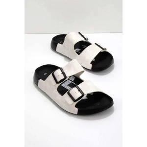 Beyaz Nubuk  Erkek Terlik E04529065101