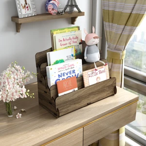 Mini Lucky 4 Raflı Ahşap Masaüstü Mini Kitaplık Montessori Çocuk Kitaplığı Çocuk Odası Kitaplık