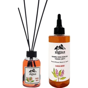 2'li Set Sandal Bambu Yedek Likit Yedek Şişe 250 ml+ Sandal Çubuklu Oda Kokusu  110 ml