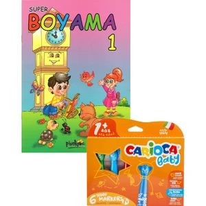 Süper Jumbo Teddy Keçeli Kalem 6 Renk - Boyama Kitabı Set