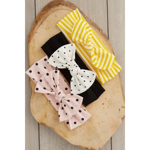 El Yapımı Yumuşak Fiyonk Bağlamalı Doğal %100 Pamuklu Penye 3'lü Bebek Çocuk Kız Bandana Seti