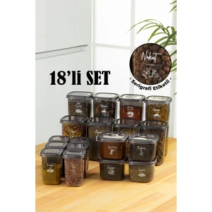 Beyaz Serigrafi Etiketli 18LI Peggy Kare Erzak ve Baharat Full Set 4x(1,75, 1,2, 0,55) 6x(0,45) Ant
