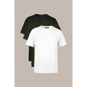 Metalıc Erkek Çok Renkli T- Shirt Regular Fit Rahat Kesim Bisiklet Yaka 3'lü Basic Tişört Paketi