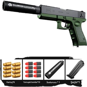Girlhood And Boyhood Golden Desert Eagle Kabuk Fırlatma Yumuşak Kurşun M1911 Tabanca Glock Çocuk Oyuncak Simülasyonu Kurşun Kapmak (Yurt Dışından)