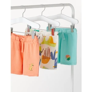 Marks & Spencer Saf Pamuklu 3'lü Regular Fit Şort