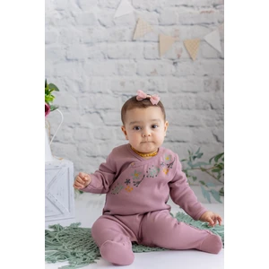 Kız Bebek Nakışlı Kaşkorse Ayaklı Tulum