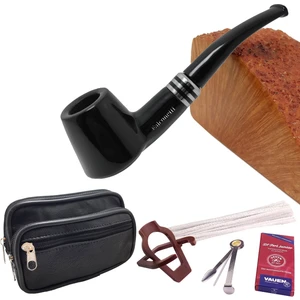 Siyah Parlak Sandalwood Bilezikli Ahşap Pipo Seti RC98-TAKIM