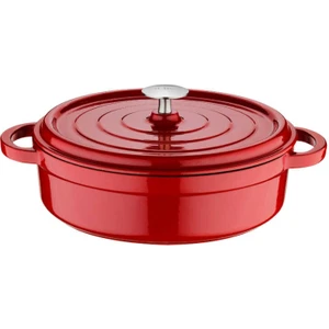 Iron 24 cm Demir Döküm Basık Tencere Kırmızı