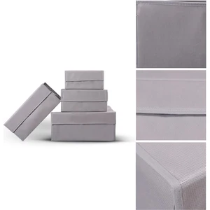 Cuty Home Ev Tekstil Gri Çok Amaçlı Kutu Hurç-4'lü Set
